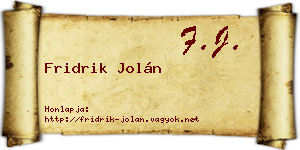 Fridrik Jolán névjegykártya